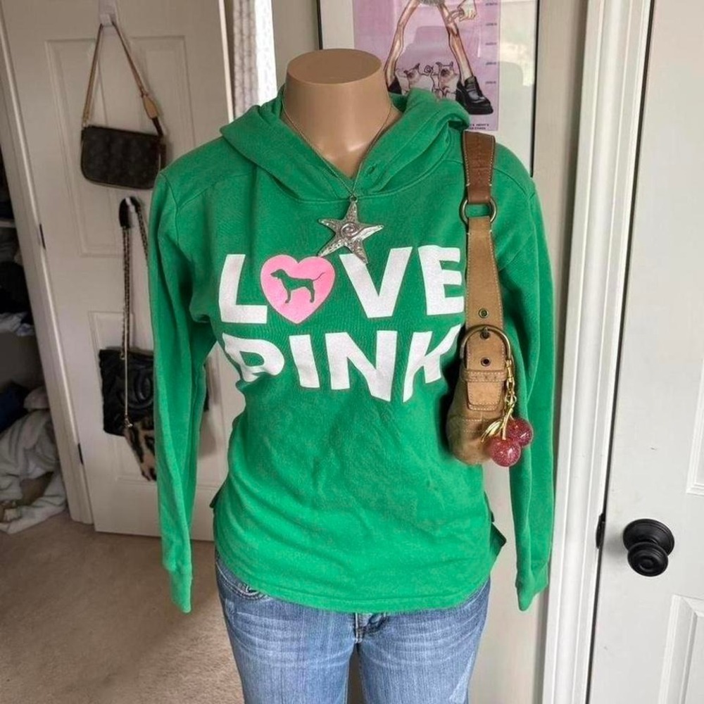 y2k 2000s victoria's secret love pink spellout mcbling hoodie
